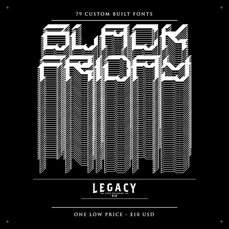 79款赛博朋克未来派科技机能运动标题logo排版西文装饰无衬线抽象字体套装Legacy Of Defeat – Black Friday Bundle (79 Fonts) 设计素材 sucaiwan.com
