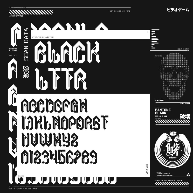 79款赛博朋克未来派科技机能运动标题logo排版西文装饰无衬线抽象字体套装Legacy Of Defeat – Black Friday Bundle (79 Fonts) 设计素材 sucaiwan.com