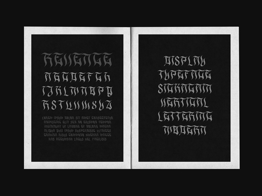 高质量现代优雅哥特式美学锐利英文书法字体 REVENGE FONT 设计素材 sucaiwan.com