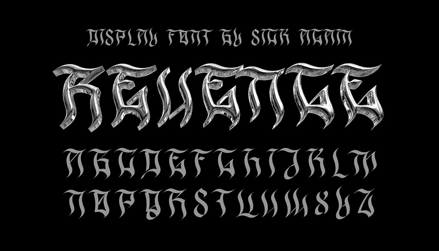 高质量现代优雅哥特式美学锐利英文书法字体 REVENGE FONT 设计素材 sucaiwan.com