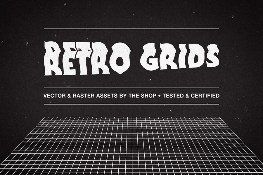 上世纪80年代复古蒸汽波扭曲网格设计装饰元素合集 Retro grids 图片素材 sucaiwan.com