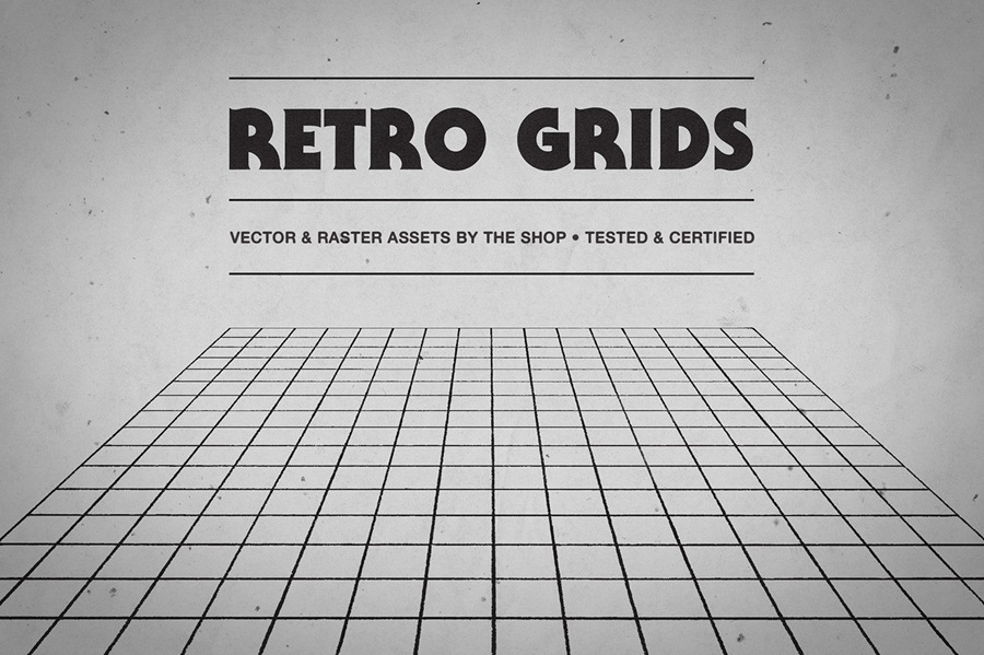 上世纪80年代复古蒸汽波扭曲网格设计装饰元素合集 Retro grids 图片素材 sucaiwan.com