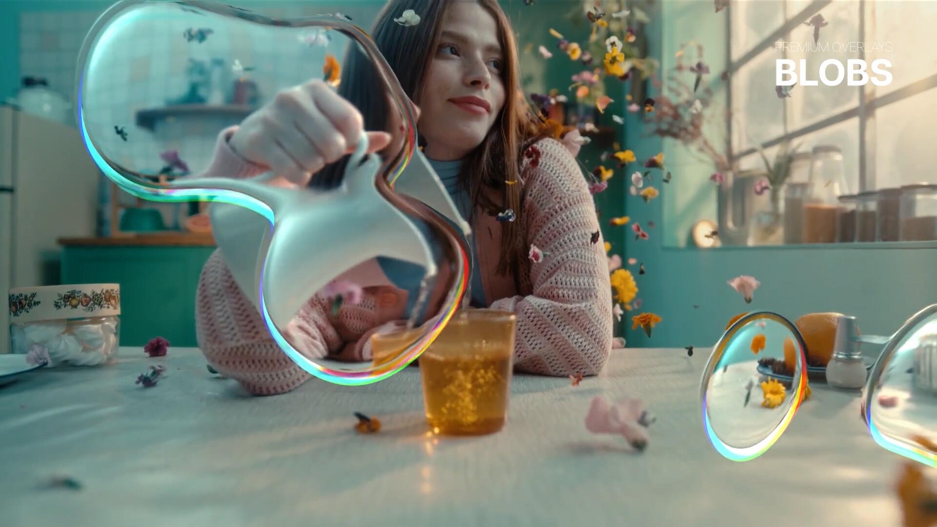 AE/PR模板：复古抽象气泡3D立体透明液体斑点梦幻画面效果 , sucaiwan.com