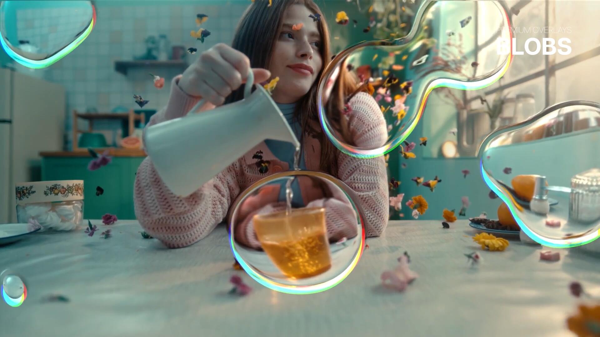 AE/PR模板：复古抽象气泡3D立体透明液体斑点梦幻画面效果 , sucaiwan.com