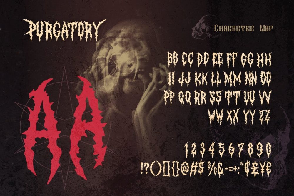 时尚金属杂志海报徽标设计装饰英文字体安装包 Purgatory 设计素材 sucaiwan.com