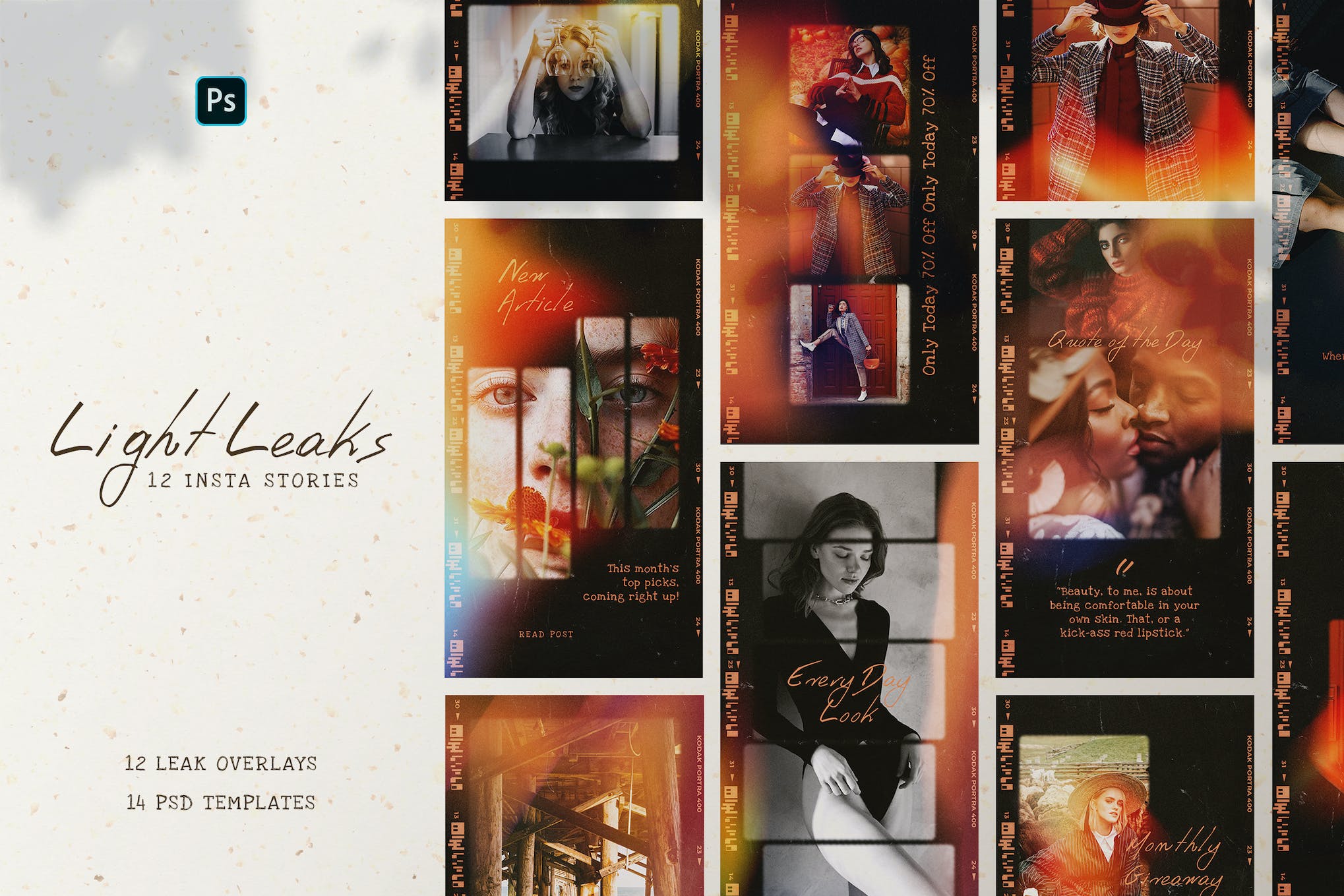 Sko4 新潮复古做旧漏光胶片帧烧录梦幻竖屏框架相册海报PSD设计素材模板 Light Leak Instagram Storie 图片素材 第1张-素材湾丨精选海外优质设计素材资源 Sko4 新潮复古做旧漏光胶片帧烧录梦幻竖屏框架相册海报PSD设计素材模板 Light Leak Instagram Storie 图片素材 sucaiwan.com