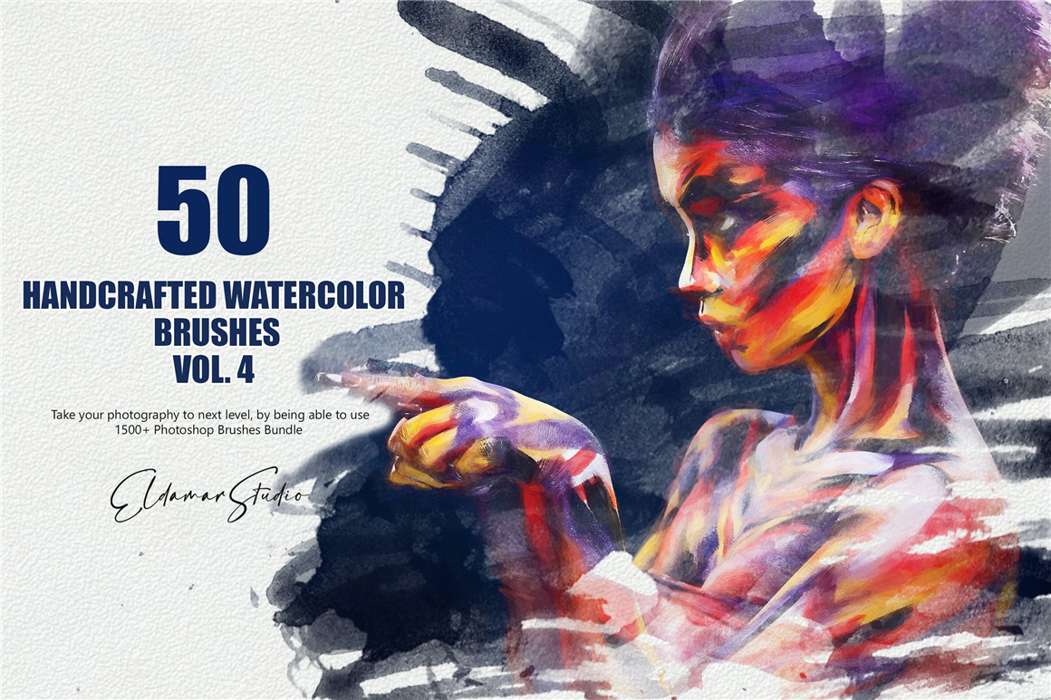 445个新潮大胆中国风绘画飞溅水彩笔触美感海报封面PS笔刷 Handcrafted Watercolor Brushes 笔刷资源 sucaiwan.com
