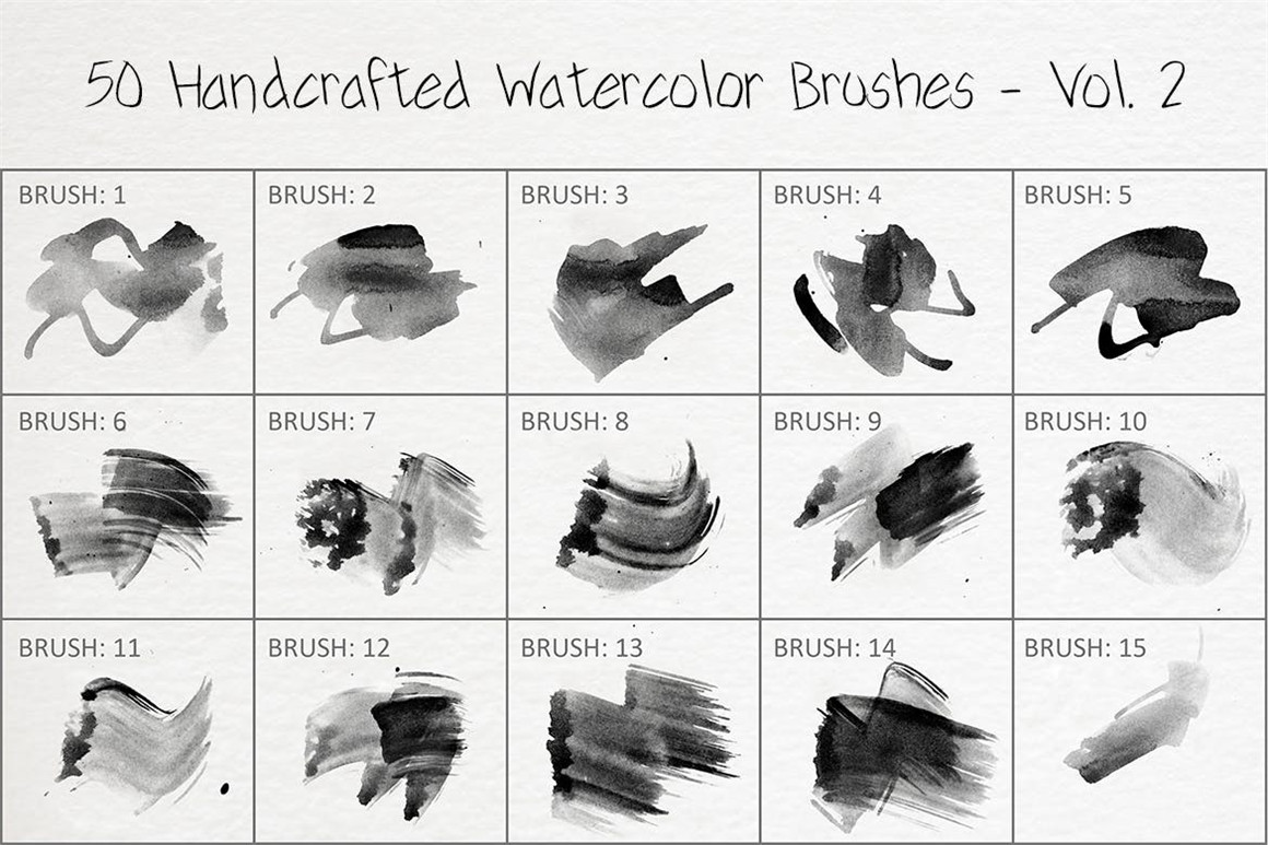 445个新潮大胆中国风绘画飞溅水彩笔触美感海报封面PS笔刷 Handcrafted Watercolor Brushes 笔刷资源 sucaiwan.com