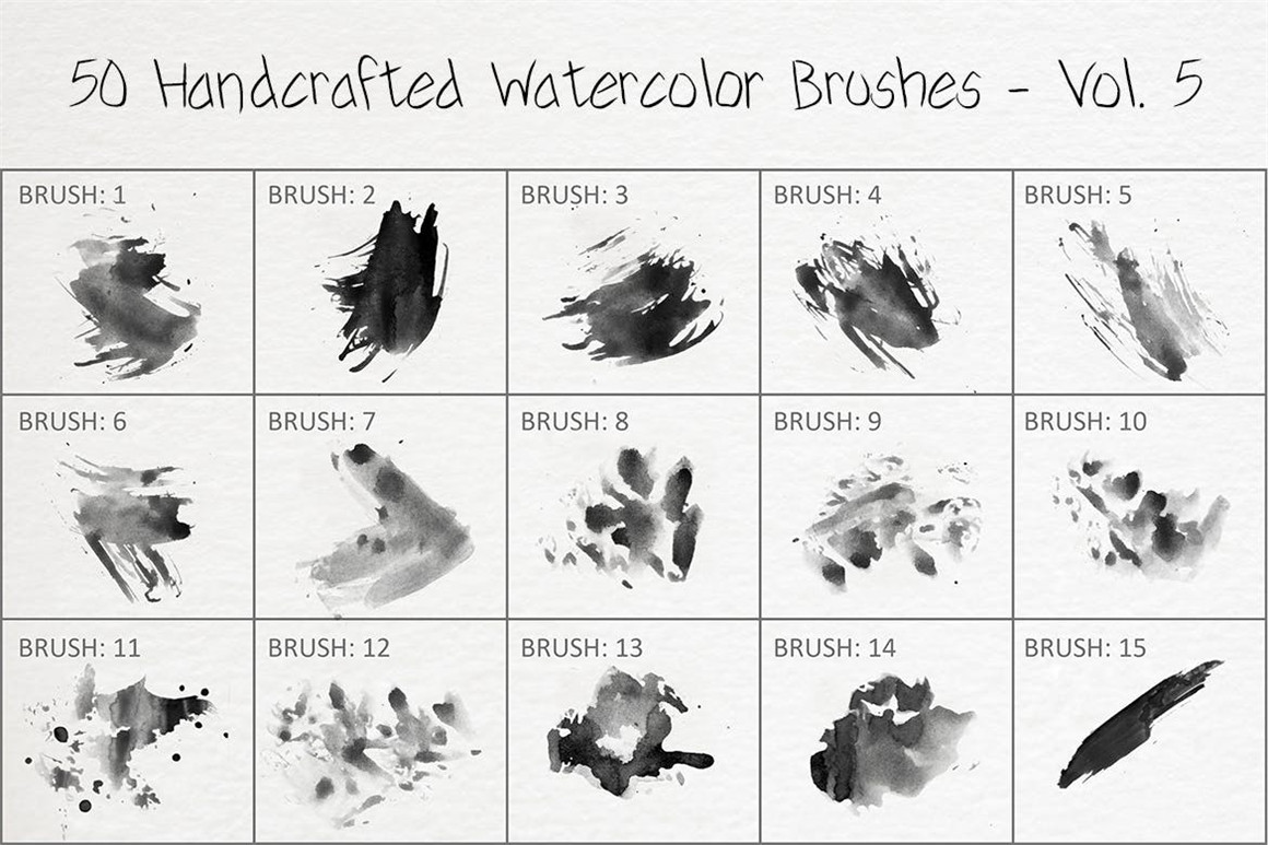 445个新潮大胆中国风绘画飞溅水彩笔触美感海报封面PS笔刷 Handcrafted Watercolor Brushes 笔刷资源 sucaiwan.com