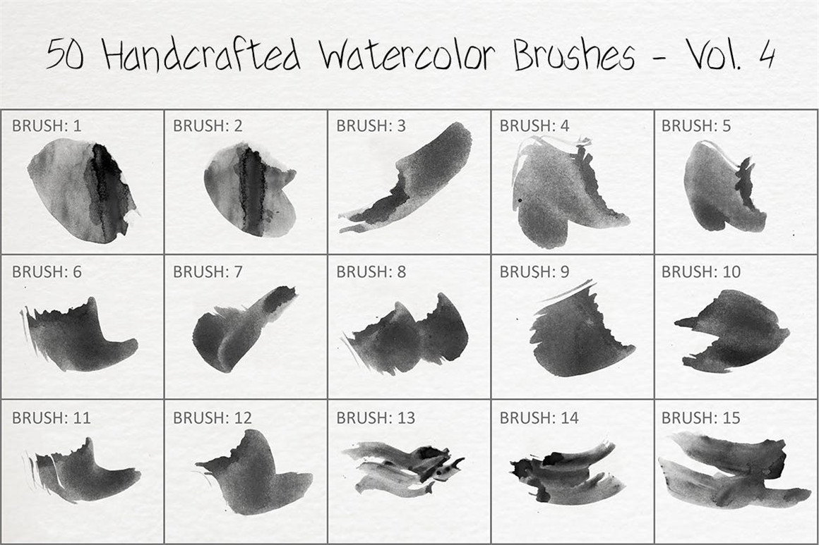 445个新潮大胆中国风绘画飞溅水彩笔触美感海报封面PS笔刷 Handcrafted Watercolor Brushes 笔刷资源 sucaiwan.com
