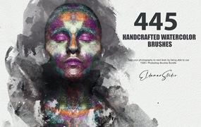 445个新潮大胆中国风绘画飞溅水彩笔触美感海报封面PS笔刷 Handcrafted Watercolor Brushes