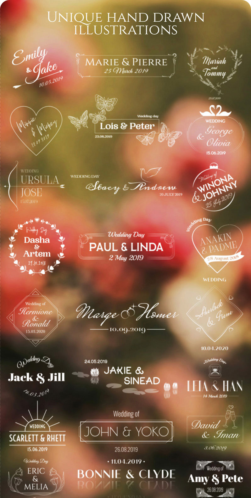 达芬奇模板:50个高级品位手绘优雅华丽婚礼纪念日花字标题 影视音频 第2张-素材湾丨精选海外优质设计素材资源 达芬奇模板:50个高级品位手绘优雅华丽婚礼纪念日花字标题 影视音频 sucaiwan.com