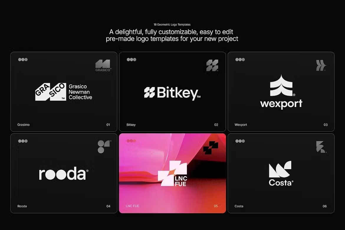 18款时尚品牌公司企业徽标标识标志几何LOGO设计PSAI格式模板素材 Geometric Logo Kit 图片素材 第2张-素材湾丨精选海外优质设计素材资源 18款时尚品牌公司企业徽标标识标志几何LOGO设计PSAI格式模板素材 Geometric Logo Kit 图片素材 sucaiwan.com