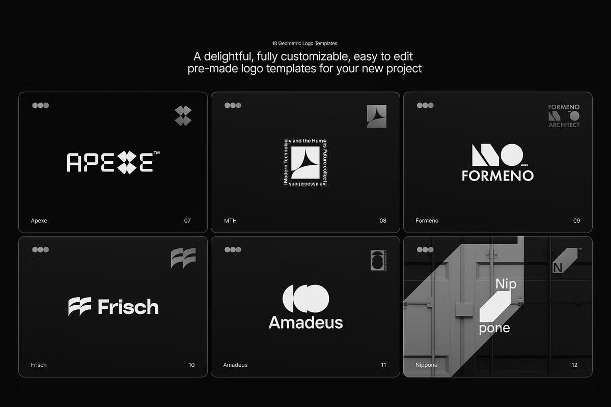 18款时尚品牌公司企业徽标标识标志几何LOGO设计PSAI格式模板素材 Geometric Logo Kit 图片素材 第5张-素材湾丨精选海外优质设计素材资源 18款时尚品牌公司企业徽标标识标志几何LOGO设计PSAI格式模板素材 Geometric Logo Kit 图片素材 sucaiwan.com