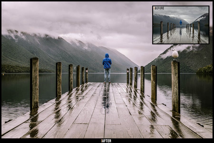 时尚美学雨天街拍摄影照片调色Lightroom预设 Rainy – Desktop and Mobile Presets 插件预设 sucaiwan.com