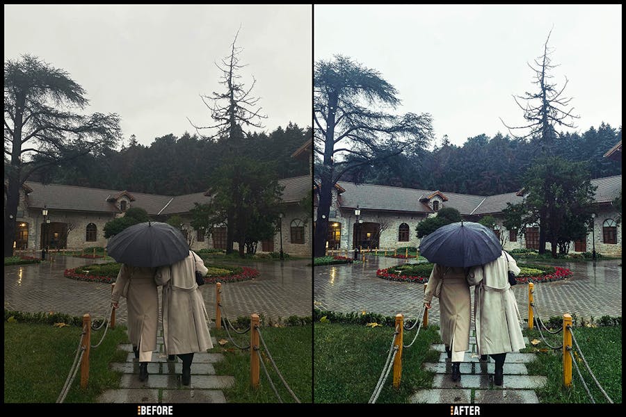 时尚美学雨天街拍摄影照片调色Lightroom预设 Rainy – Desktop and Mobile Presets 插件预设 sucaiwan.com
