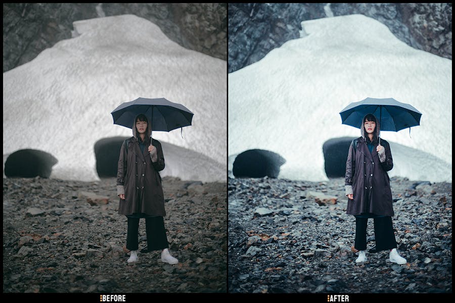 时尚美学雨天街拍摄影照片调色Lightroom预设 Rainy – Desktop and Mobile Presets 插件预设 sucaiwan.com