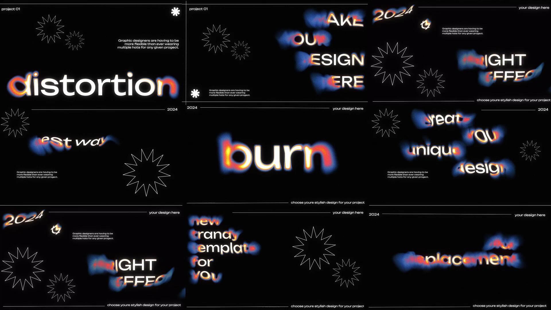 AE模板：复古迷幻酸性抽象艺术弥散光模糊渐变颗粒噪点肌理文字标题 , sucaiwan.com