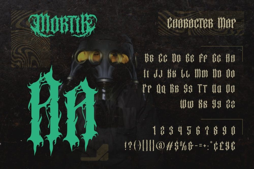 时尚死亡金属音乐会海报品牌徽标设计装饰英文字体安装包 Mortir 设计素材 sucaiwan.com