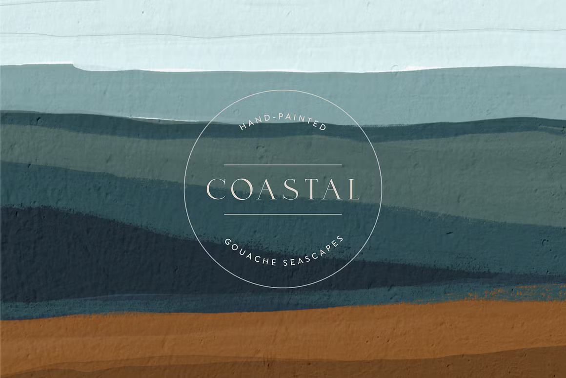 29款现代优雅4K高清海洋海岸天空手绘水彩海景画背景图片设计素材 Coastal – Gouache Seascapes 图片素材 sucaiwan.com