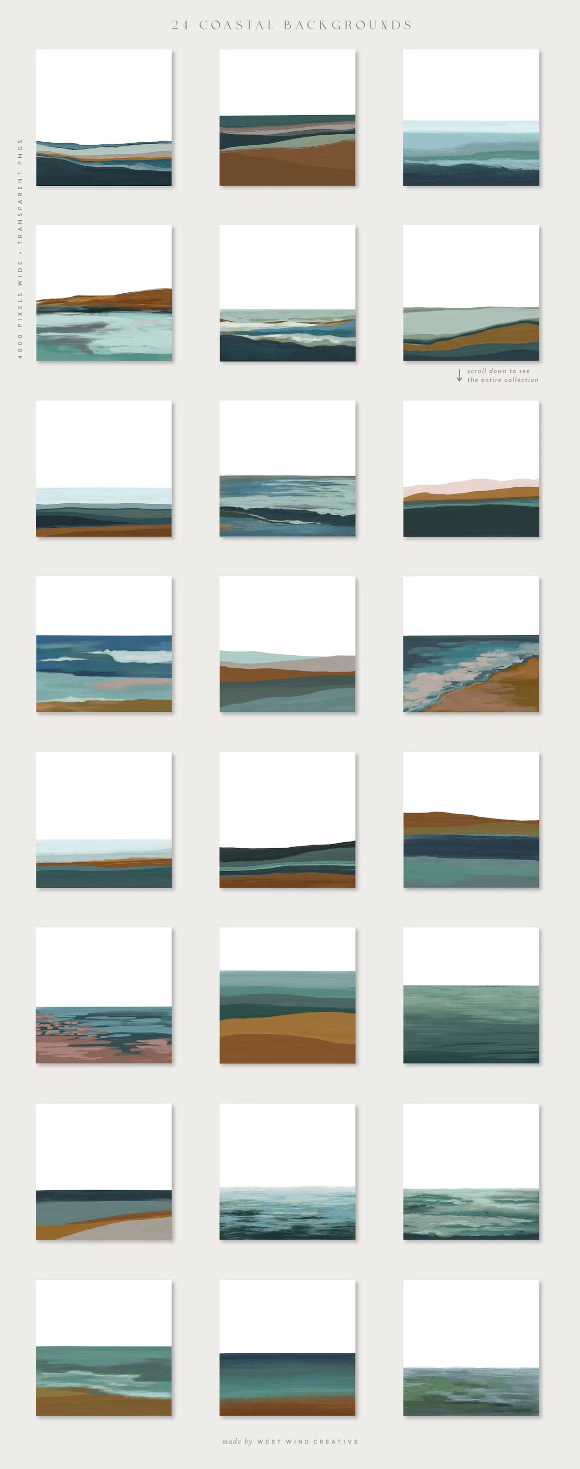 29款现代优雅4K高清海洋海岸天空手绘水彩海景画背景图片设计素材 Coastal – Gouache Seascapes 图片素材 sucaiwan.com