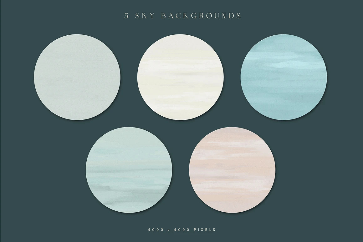 29款现代优雅4K高清海洋海岸天空手绘水彩海景画背景图片设计素材 Coastal – Gouache Seascapes 图片素材 sucaiwan.com