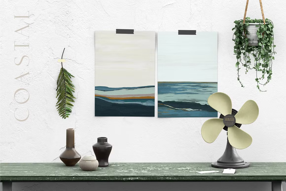 29款现代优雅4K高清海洋海岸天空手绘水彩海景画背景图片设计素材 Coastal – Gouache Seascapes 图片素材 sucaiwan.com