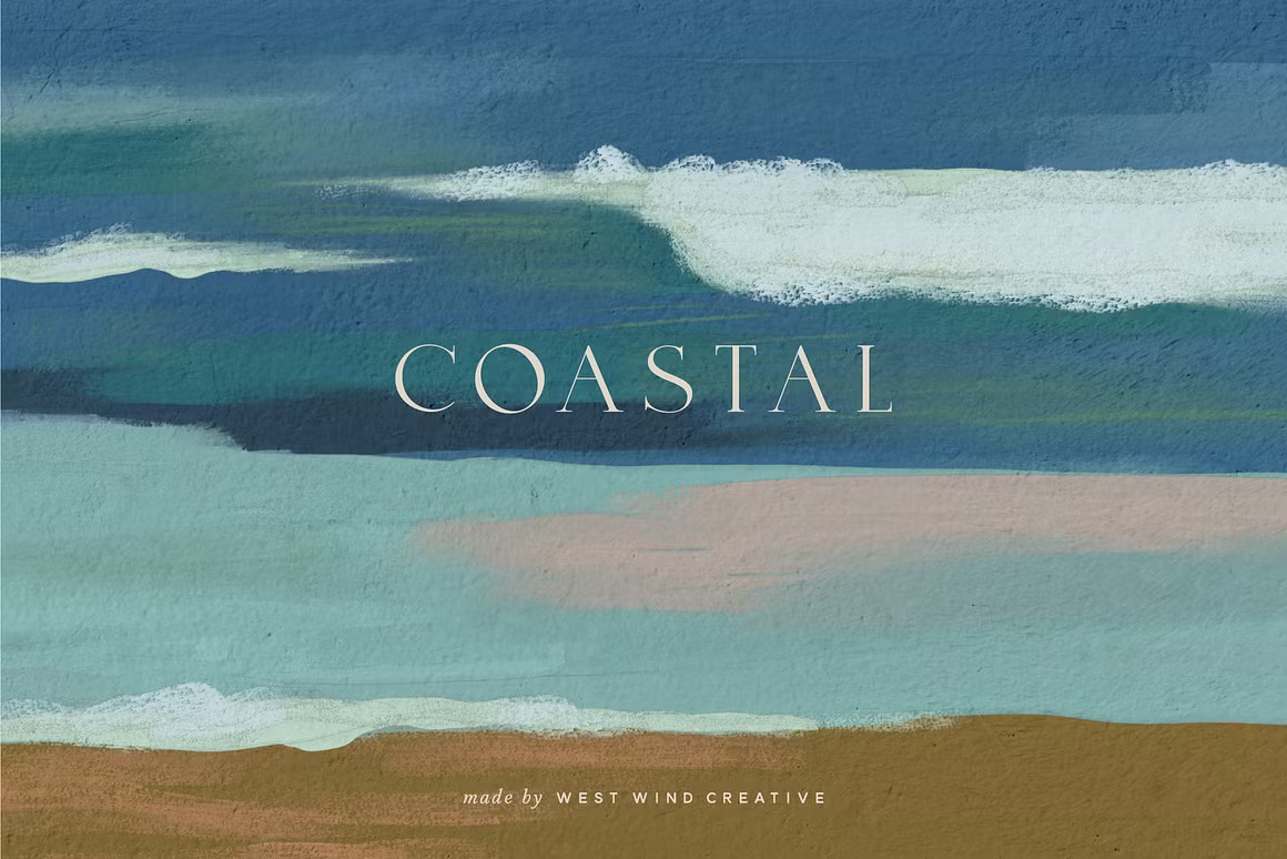 29款现代优雅4K高清海洋海岸天空手绘水彩海景画背景图片设计素材 Coastal – Gouache Seascapes 图片素材 sucaiwan.com