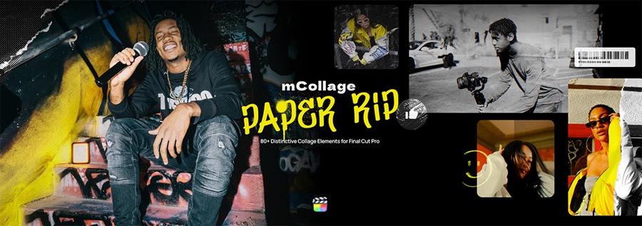 MotionVFX – mCollage Paper Rip 83组拼贴艺术美学潮流纸张撕裂转场涂鸦笔画纹理元素视觉效果FCPX插件 插件预设 sucaiwan.com