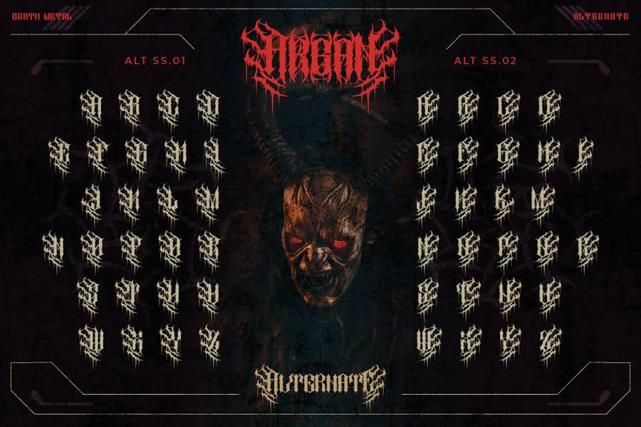 黑色品牌海报封面徽标设计重金属装饰英文字体安装包 Argan 设计素材 第12张-素材湾丨精选海外优质设计素材资源 黑色品牌海报封面徽标设计重金属装饰英文字体安装包 Argan 设计素材 sucaiwan.com