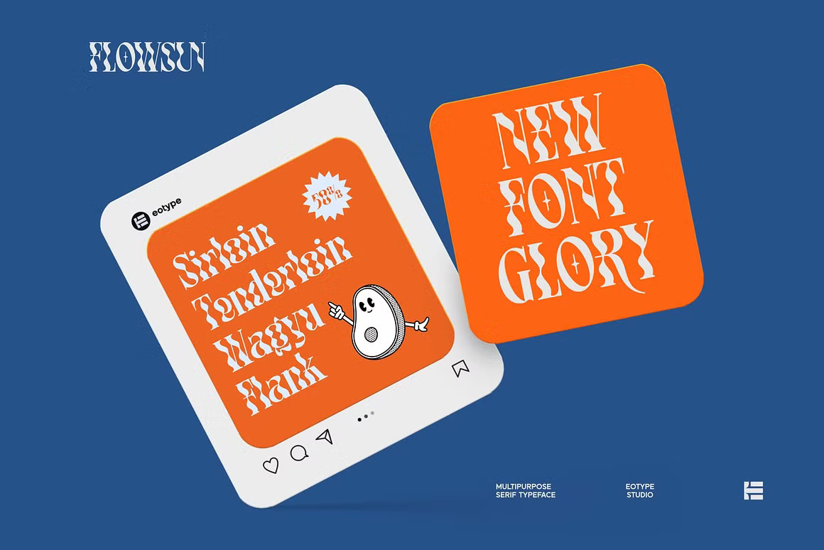 时尚品牌杂志海报设计迷幻衬线英文字体安装包 Flowsun Psychchedelic Serif Font 设计素材 sucaiwan.com