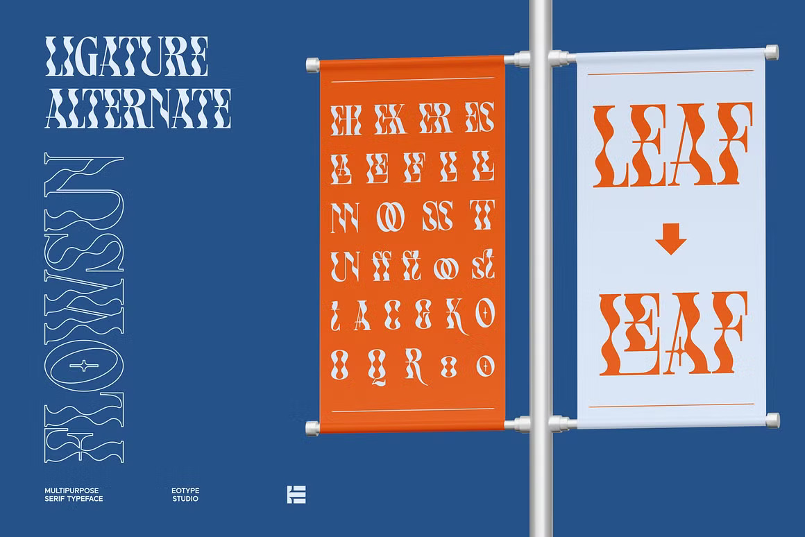 时尚品牌杂志海报设计迷幻衬线英文字体安装包 Flowsun Psychchedelic Serif Font 设计素材 sucaiwan.com