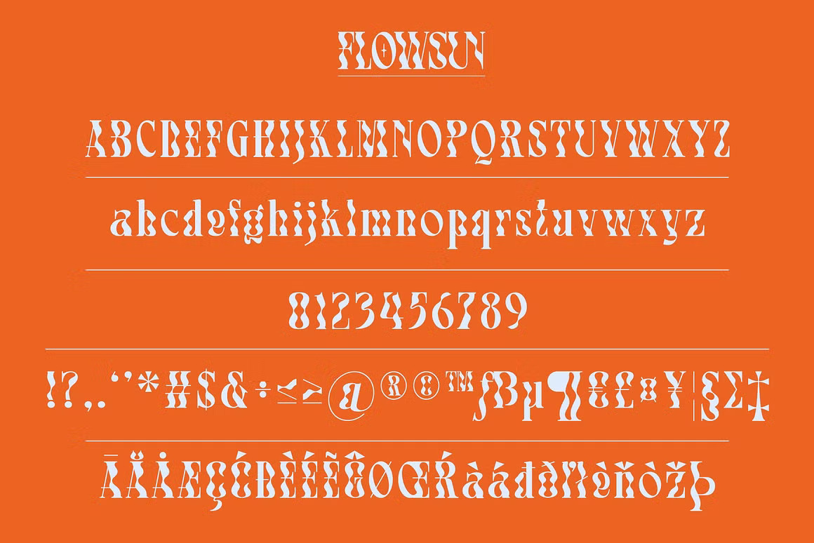 时尚品牌杂志海报设计迷幻衬线英文字体安装包 Flowsun Psychchedelic Serif Font 设计素材 sucaiwan.com