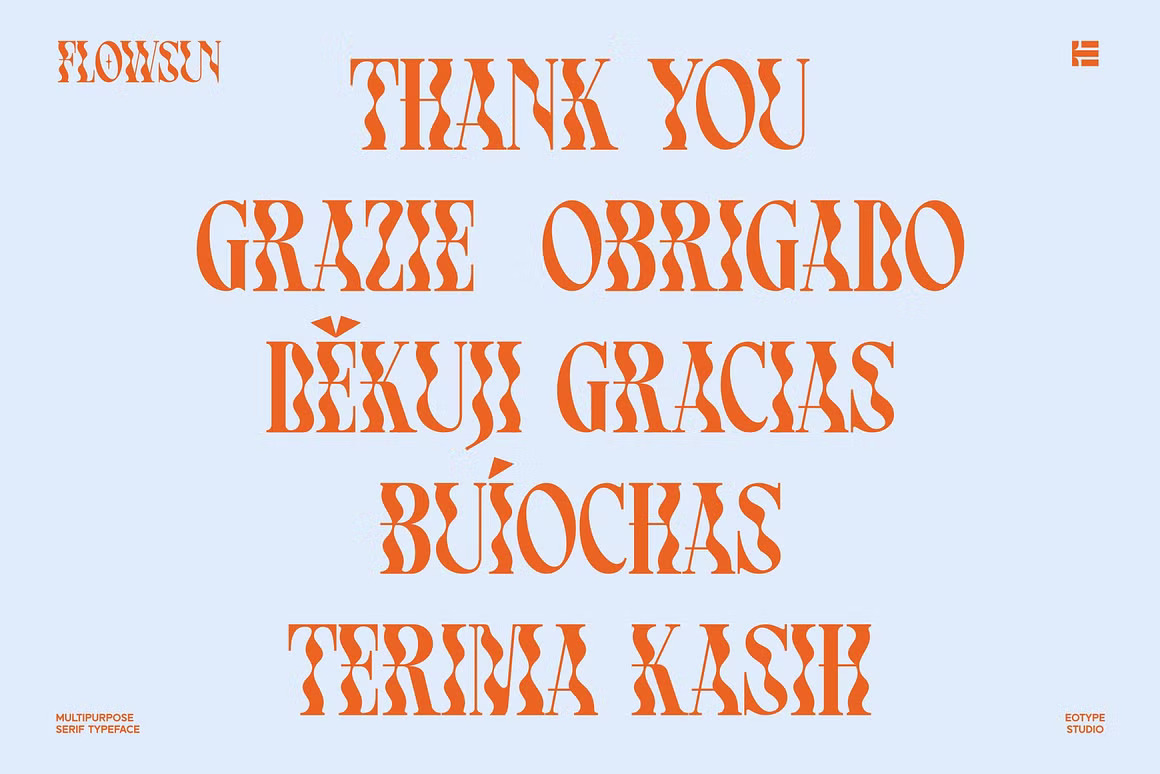 时尚品牌杂志海报设计迷幻衬线英文字体安装包 Flowsun Psychchedelic Serif Font 设计素材 sucaiwan.com