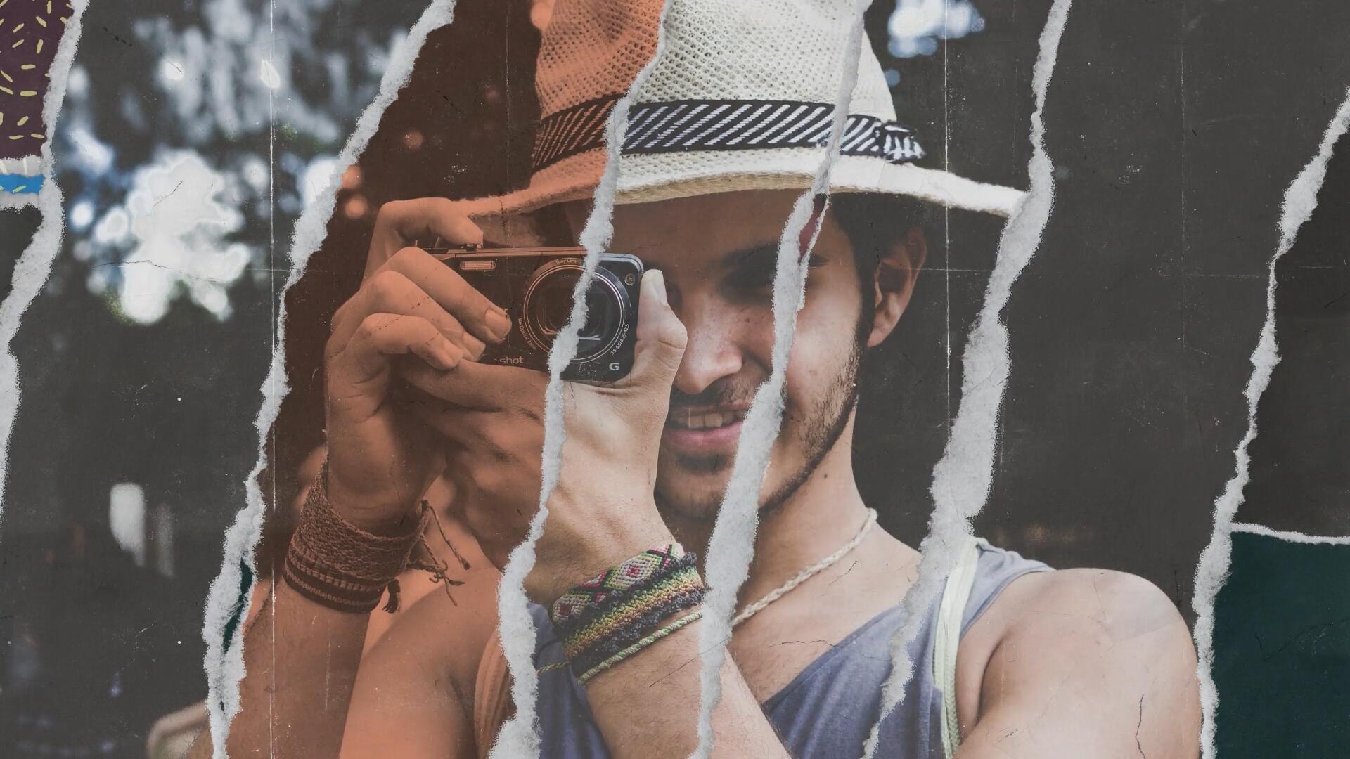 AE模板：复古创意美学撕纸拼贴纸张转场过渡VLOG片头动画模板 Paper Rips Opener , sucaiwan.com