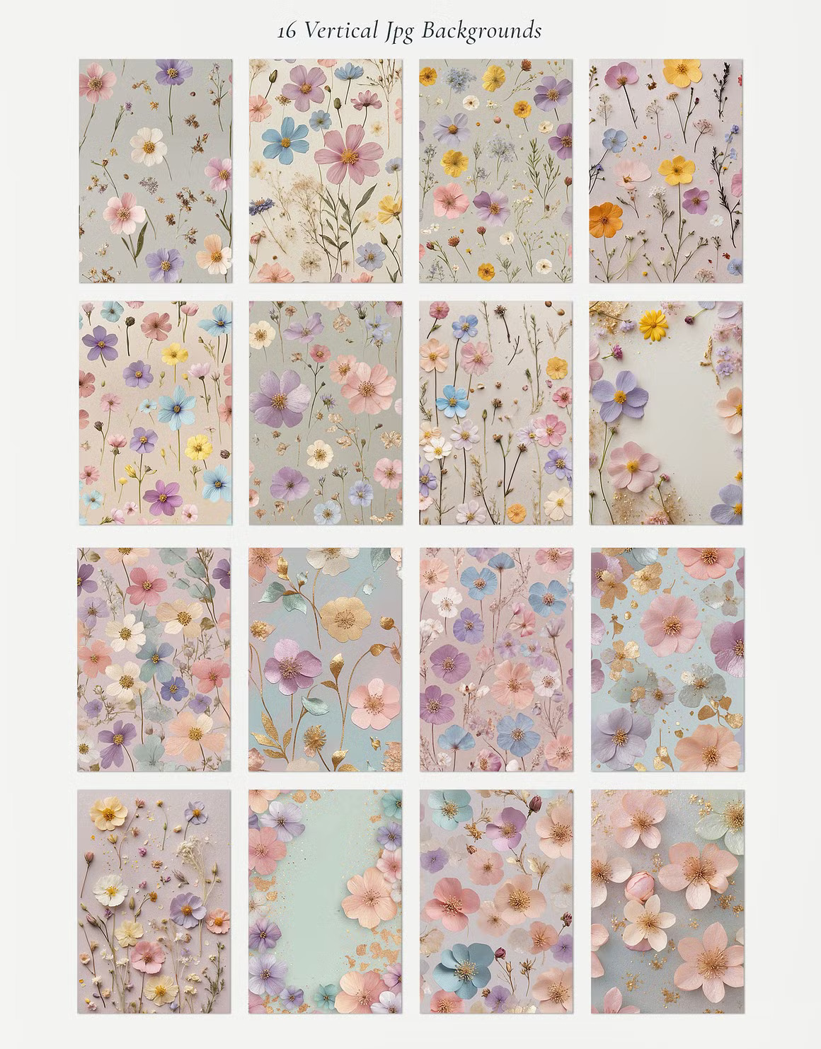 36款现代优雅婚礼请柬贺卡封面设计花卉背景图PNG/JPG格式素材 Pressed Flowers Elements 图片素材 sucaiwan.com