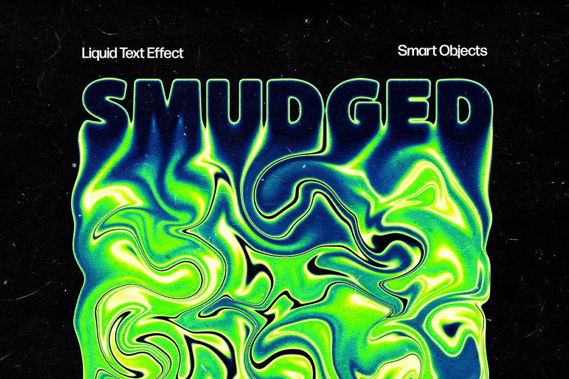 潮流视觉冲击融化液体油漆字体文本标题PS特效滤镜样机模板 Smudged Liquid Text Effect 插件预设 sucaiwan.com