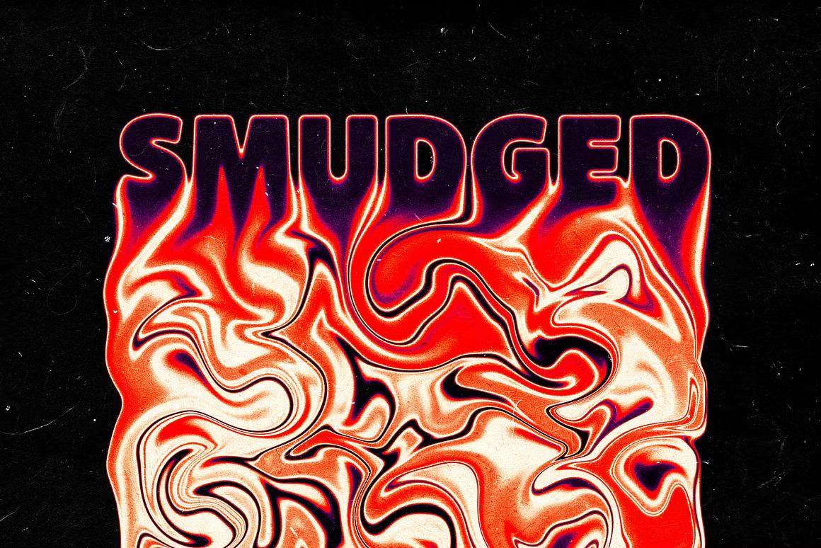 潮流视觉冲击融化液体油漆字体文本标题PS特效滤镜样机模板 Smudged Liquid Text Effect 插件预设 sucaiwan.com