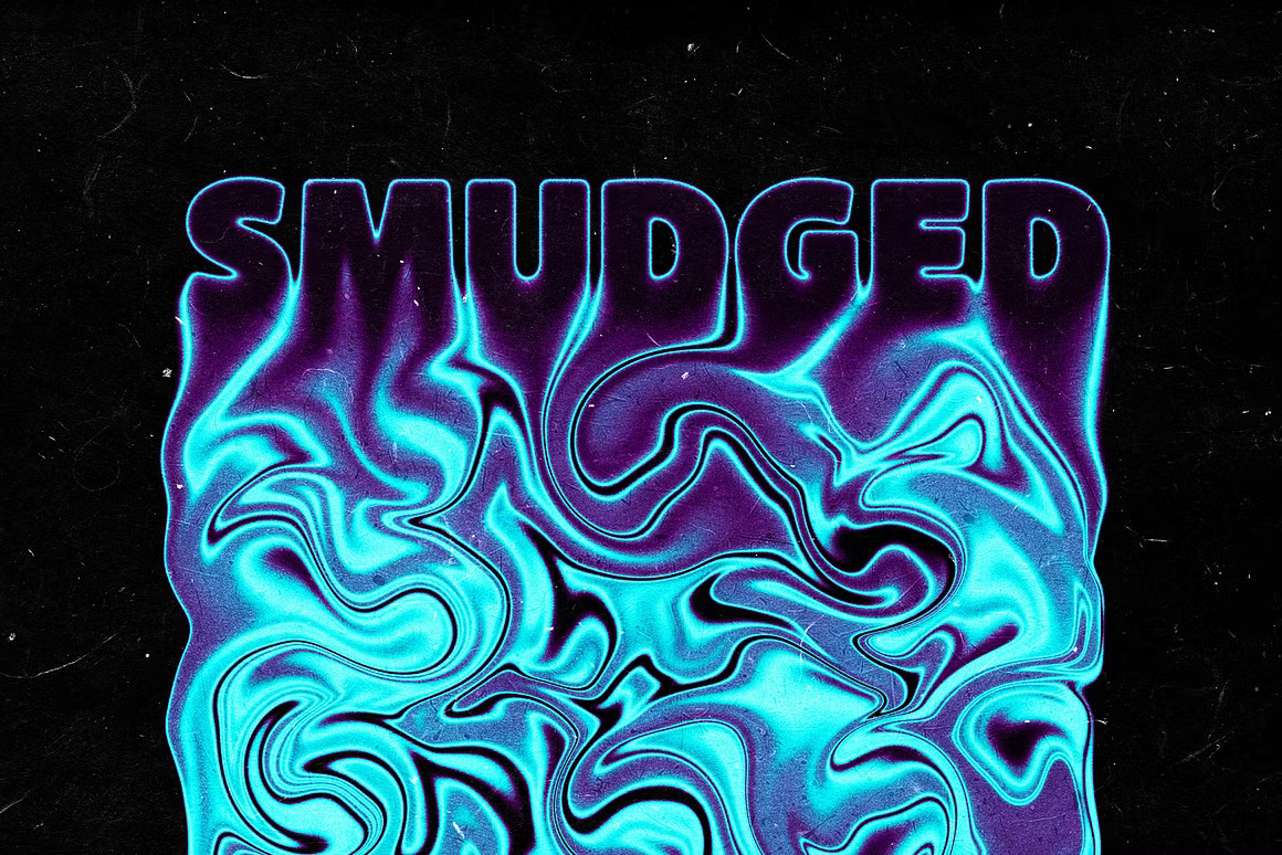 潮流视觉冲击融化液体油漆字体文本标题PS特效滤镜样机模板 Smudged Liquid Text Effect 插件预设 sucaiwan.com