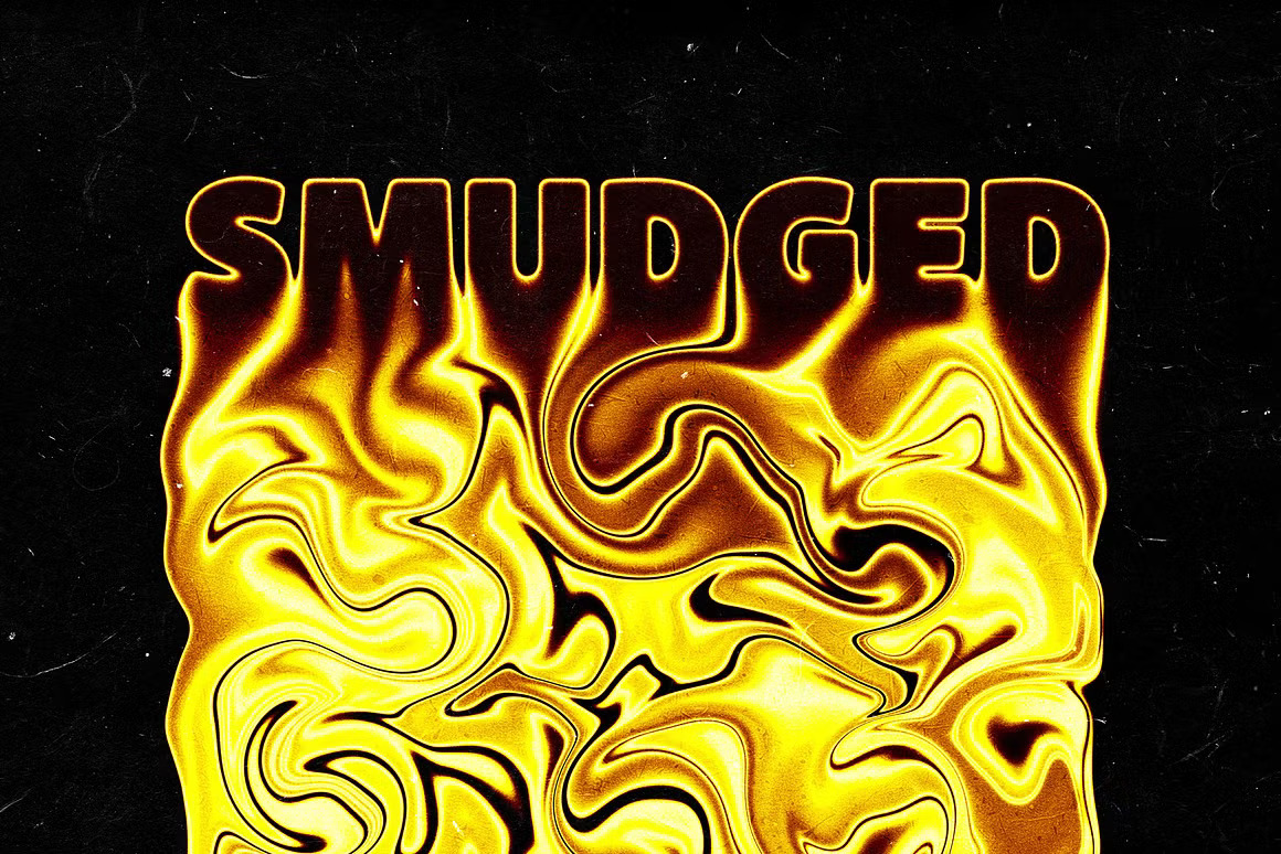 潮流视觉冲击融化液体油漆字体文本标题PS特效滤镜样机模板 Smudged Liquid Text Effect 插件预设 sucaiwan.com