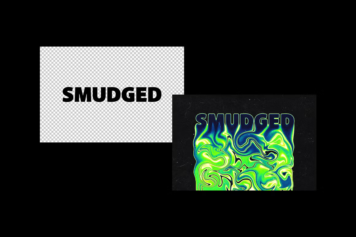 潮流视觉冲击融化液体油漆字体文本标题PS特效滤镜样机模板 Smudged Liquid Text Effect 插件预设 sucaiwan.com