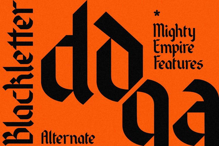 时尚复古品牌海报徽标设计无衬线英文字体安装包 Mighty Empire – Modern Blackletter 设计素材 sucaiwan.com
