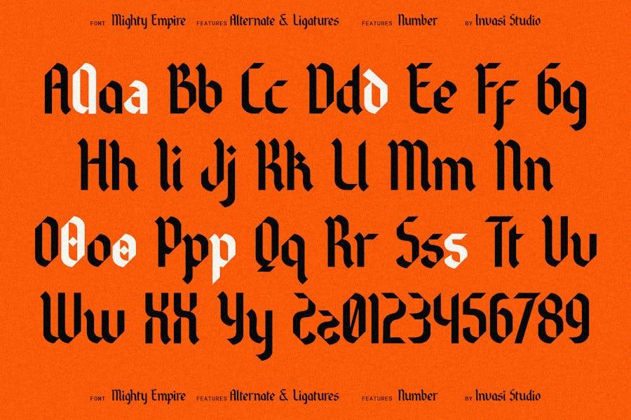 时尚复古品牌海报徽标设计无衬线英文字体安装包 Mighty Empire – Modern Blackletter 设计素材 sucaiwan.com