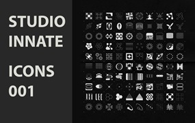 STUDIO INNATE 赛博朋克酸性黑白图标矢量轮廓海报封面素材包 ICONS 001