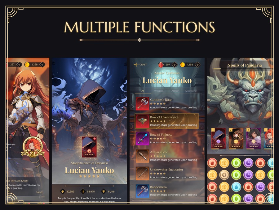 58屏复古手机版中世纪骑士英雄召唤游戏APP用户界面设计Figma模板素材 Knight of Valheim GUI Kit APP UI 第5张-素材湾丨精选海外优质设计素材资源 58屏复古手机版中世纪骑士英雄召唤游戏APP用户界面设计Figma模板素材 Knight of Valheim GUI Kit APP UI sucaiwan.com