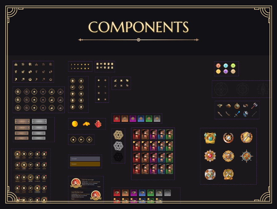 58屏复古手机版中世纪骑士英雄召唤游戏APP用户界面设计Figma模板素材 Knight of Valheim GUI Kit APP UI 第6张-素材湾丨精选海外优质设计素材资源 58屏复古手机版中世纪骑士英雄召唤游戏APP用户界面设计Figma模板素材 Knight of Valheim GUI Kit APP UI sucaiwan.com