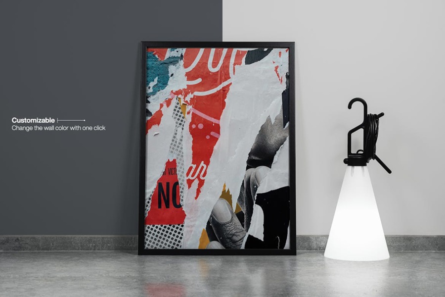 时尚逼真海报艺术品挂画设计展示贴图PSD相框画框效果图样机模板素材 Interior Frame Mockup 样机素材 sucaiwan.com