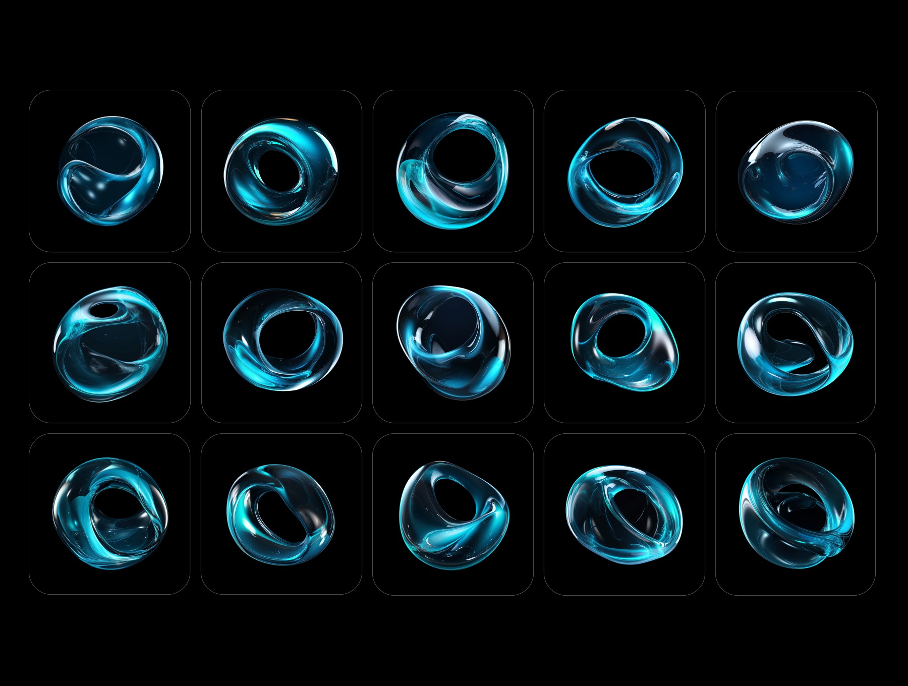 30款未来科幻圆形透明蓝色水晶玻璃抽象艺术图形Figma/PNG图片格式设计素材 Polarix 图片素材 sucaiwan.com