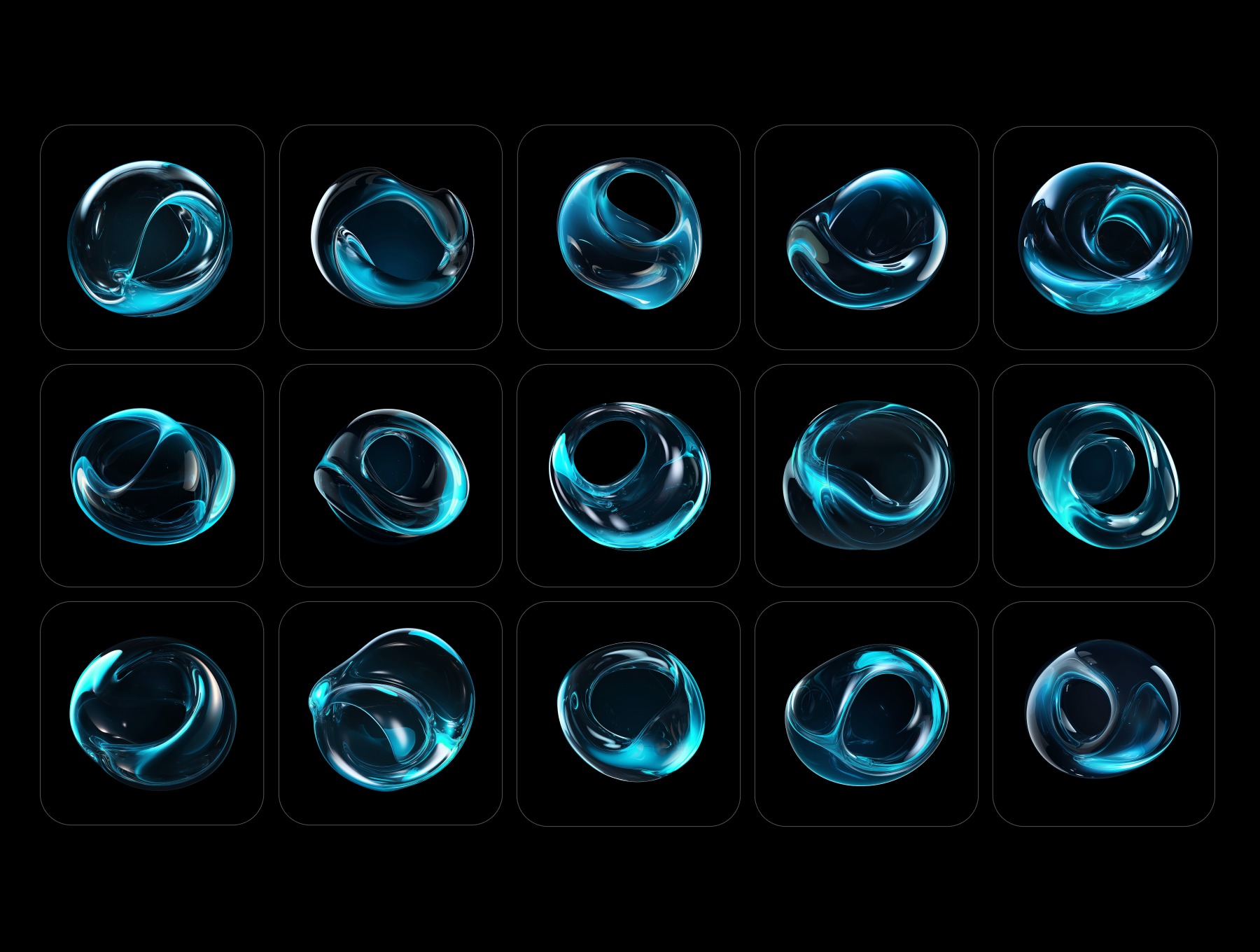 30款未来科幻圆形透明蓝色水晶玻璃抽象艺术图形Figma/PNG图片格式设计素材 Polarix 图片素材 sucaiwan.com