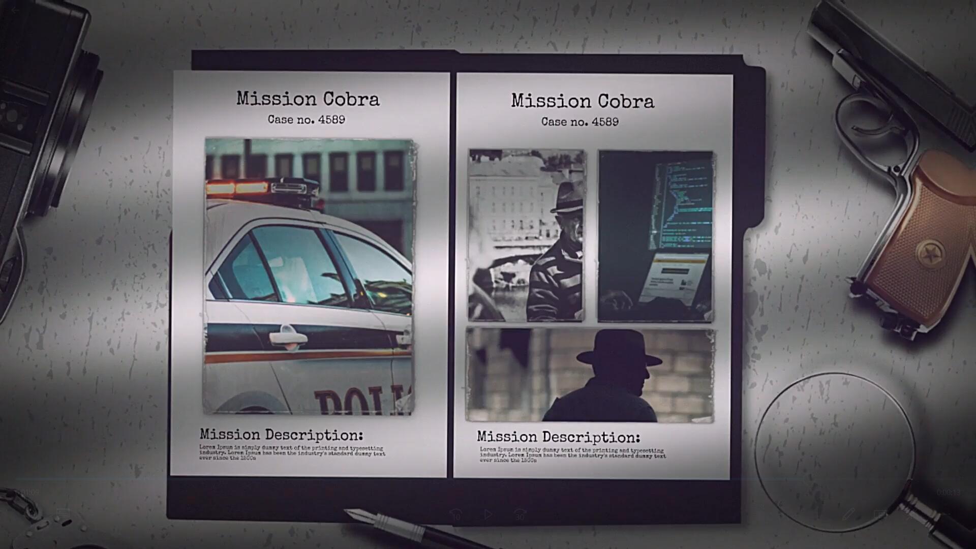 达芬奇模板：老式黑暗悬疑风格侦探历史纸质犯罪照片开场片头模板 , sucaiwan.com